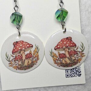 Mushroom BOHO Vintage inspired dangle earrings with accent beads